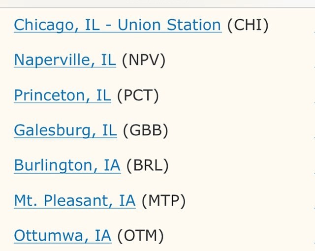 Our schedule on day 1 of our train trip.