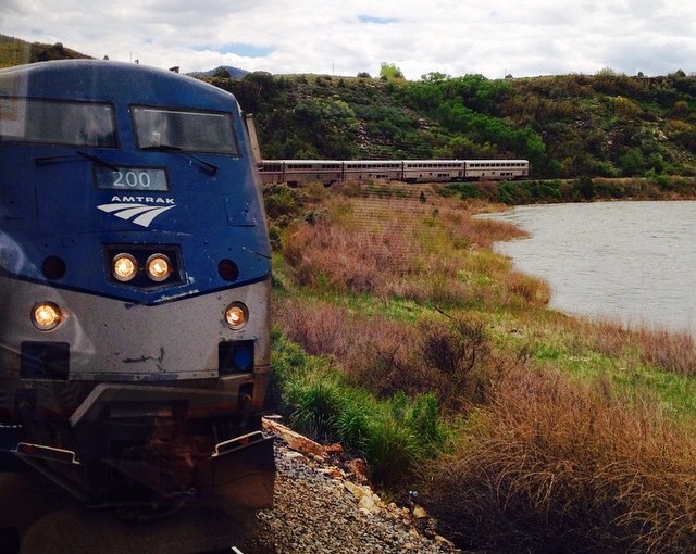 Today was our long ride through the Colorado Rockies. This is the longest train ride along a river (Colorado river) in the U.S. I took this shot out of our observation car, a train like ours.