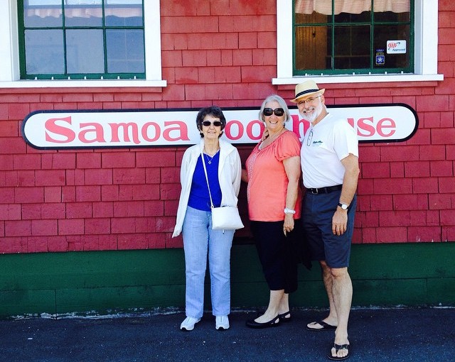 Breakfast at Samoa Cookhouse, an old cookhouse for the lumber crews in the early 1900s. Sarah Bo met us and treated us. What a delightful lady. She is Aunt Faye’s SIL who lives here.