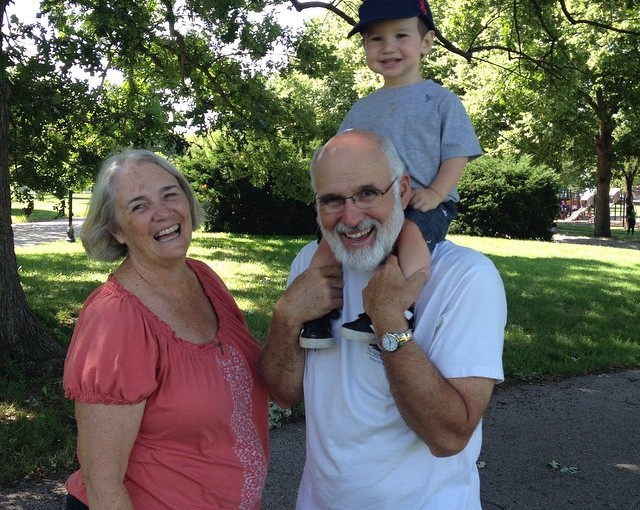 Gogo gets a kick out of Joaquin’s great interest in my head with no hair.