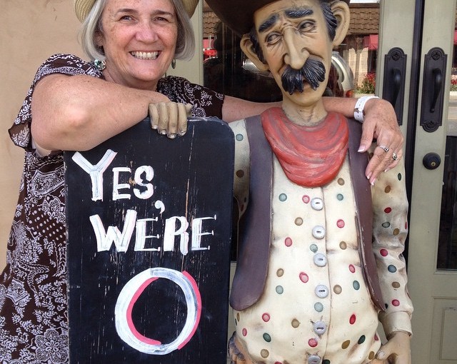 I caught Peggy hanging out with one of the local Cowboys in Willits. Looks like he is trying to figure her out as well.